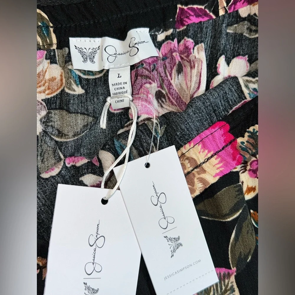 Jessica Simpson Black Floral Asymmetrical Handkerchief Hem Skirt - Pink Floral - Picture 5 of 8